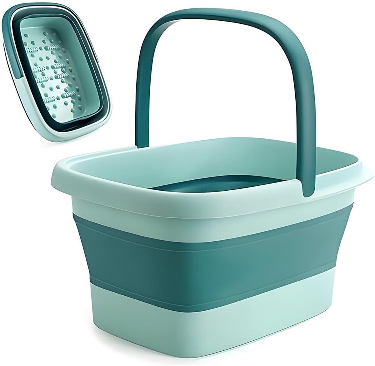 Voetbad met massage, 15 liter, groen, polypropyleen, thermoplastisch elastomeer, rechthoekig, voetspa
