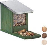 nid d'abeille relaxdays - toit métallique - bois - mangeoire - mangeoire vert foncé