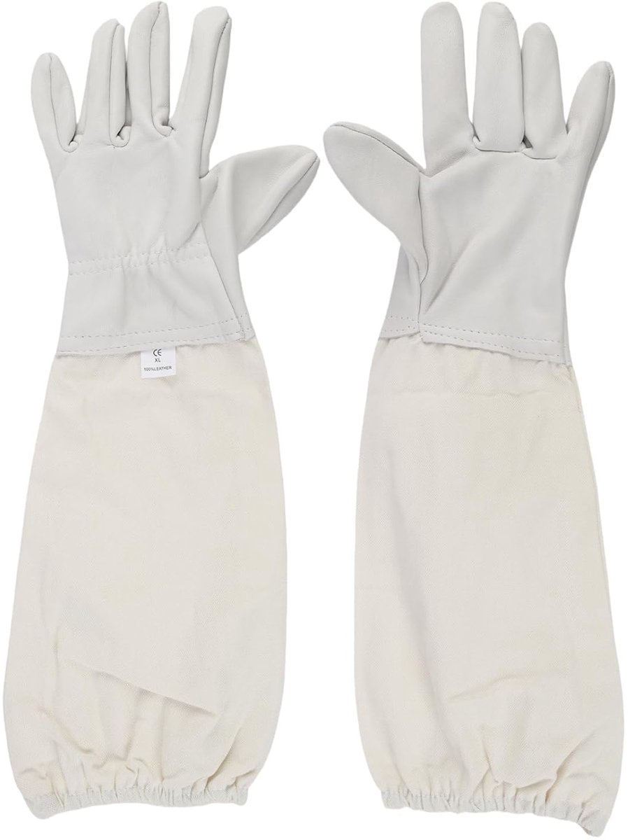 Handschoenen van geitenleer met geventileerde mouwen, beschermende handschoenen voor dames en heren (XL), perforatiebestendige bijenteeltaccessoires voor tuinieren