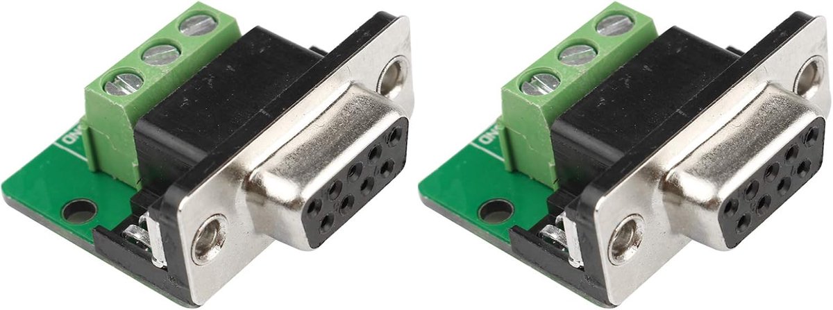 2Pcs D-sub DB9 Interface Breakout Board Connector 9-pin 2-rij Vrouw RS-232 Seriële poort Solderless Terminal Block Adapter