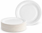Taart en gebaks bordjes van karton - 100x - wit - rond - D18 cm - schoteltjes- feestbordjes