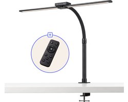 Stane LED Bureaulamp met Klem - 2 Lichtbalken en Flexibele Zwanenhals - Dimbaar met Afstandsbediening -Puzzellamp - Werklamp voor Bureau en Hobby