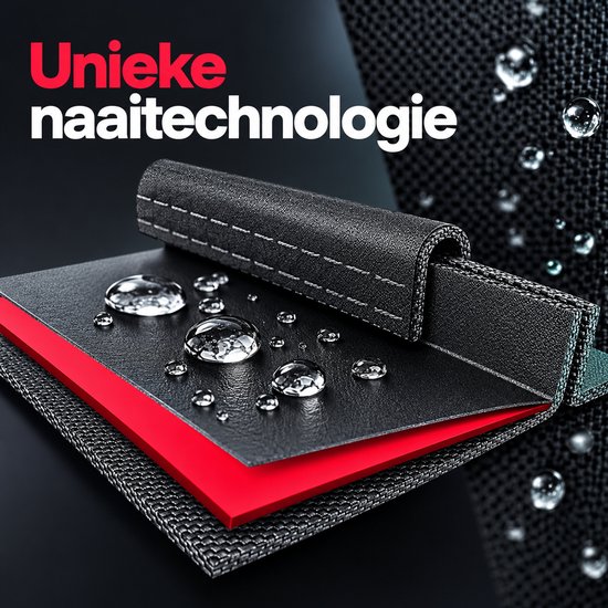 Gelaagd materiaal met unieke naaitechnologie en waterafstotende eigenschappen.
