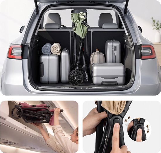 Lichtgewicht Buggy & Reisbuggy - Compact inklapbaar Kinderwagen - Opvouwbaar Wandelwagen - Tot 22 kg Draagkracht - Stabiel 4-Wiel Design & Anti-Schok - Ideaal voor Camping & Auto - Oersterk Aluminium Frame - Voor kinderen van 1、2、3、4、5、6 jaar -Groen — afbeelding 2