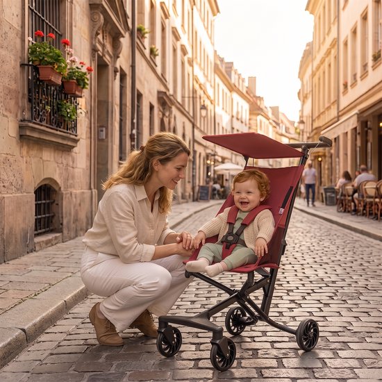 Lichtgewicht Buggy & Reisbuggy - Compact inklapbaar Kinderwagen - Opvouwbaar Wandelwagen - Tot 22 kg Draagkracht - Stabiel 4-Wiel Design & Anti-Schok - Ideaal voor Camping & Auto - Oersterk Aluminium Frame - Voor kinderen van 1、2、3、4、5、6 jaar -Groen — afbeelding 5
