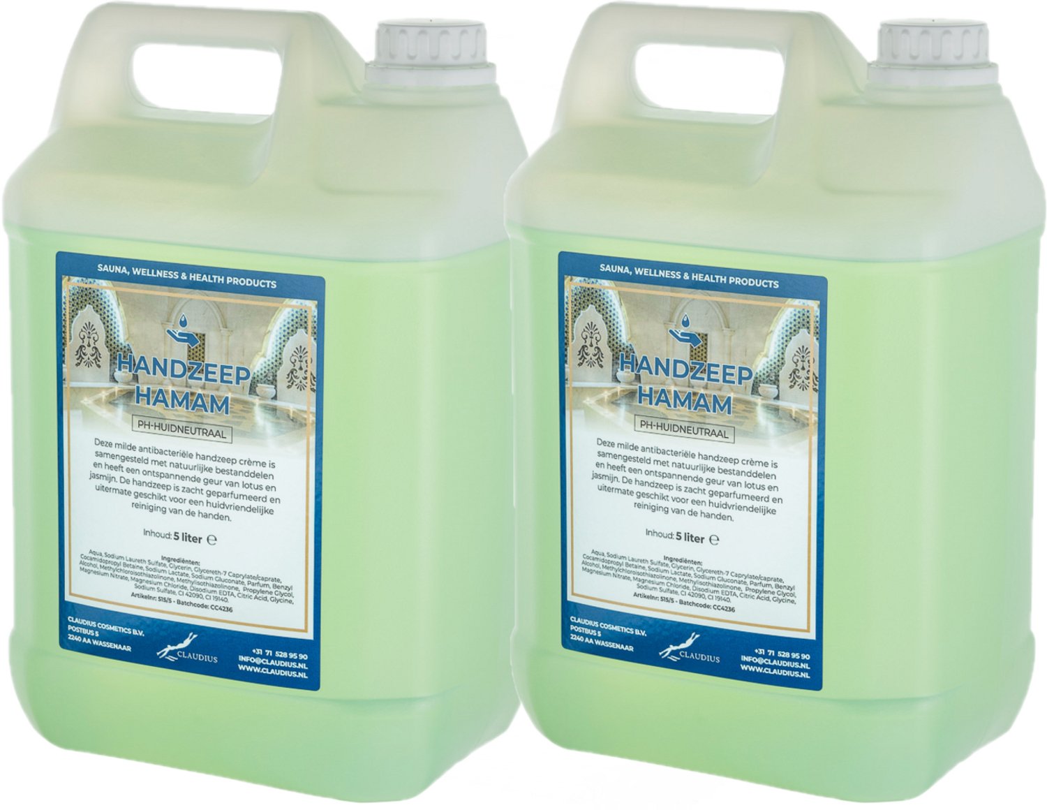 Claudius Handzeep Hamam 5 liter - set van 2 stuks - voordeelverpakking - navulling