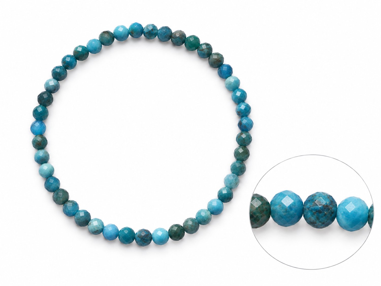 Apatiet Armband Gefacetteerd 4 mm – Natuurlijke Edelstenen Armband – Blauwe Apatiet – Fijne Kralenarmband – Elastische Armband – Diameter 17 cm – Dames en Heren – Edelsteen Sieraad - Apatiet Armband – Gefacetteerde Apatiet – Armband - Apatiet