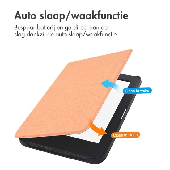 iMoshion Ereader Cover / Hoesje Geschikt voor Tolino Page 2 - iMoshion Canvas Sleepcover Bookcase zonder stand - Oranje / Peach van iMoshion — afbeelding 3