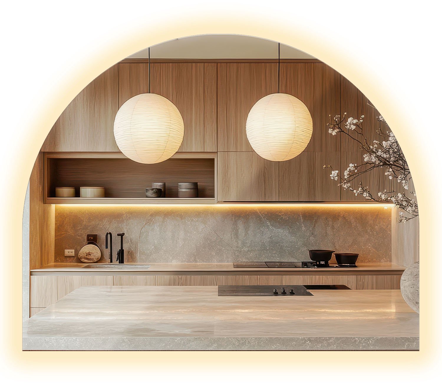 Coloray Grote LED Spiegel in Boogvorm met Rechte Rand – Wandspiegel met Verlichting – Decoratieve LED Badkamerspiegel voor Moderne Interieurs – 80x100 cm – Warmwit 3000K