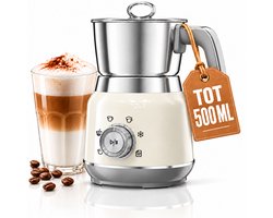 KitchenApp Retro Melkopschuimer RVS kan – PFAS-vrij – Vaatwasserbestendig – Beige