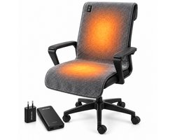HeatSense® Stoelverwarming XL - Elektrische deken - Draadloos Warmtedeken - Inclusief 20.000 mAh Powerbank en Snellader - Stoelverwarmer - Stoof Warmtegevoel - Antraciet