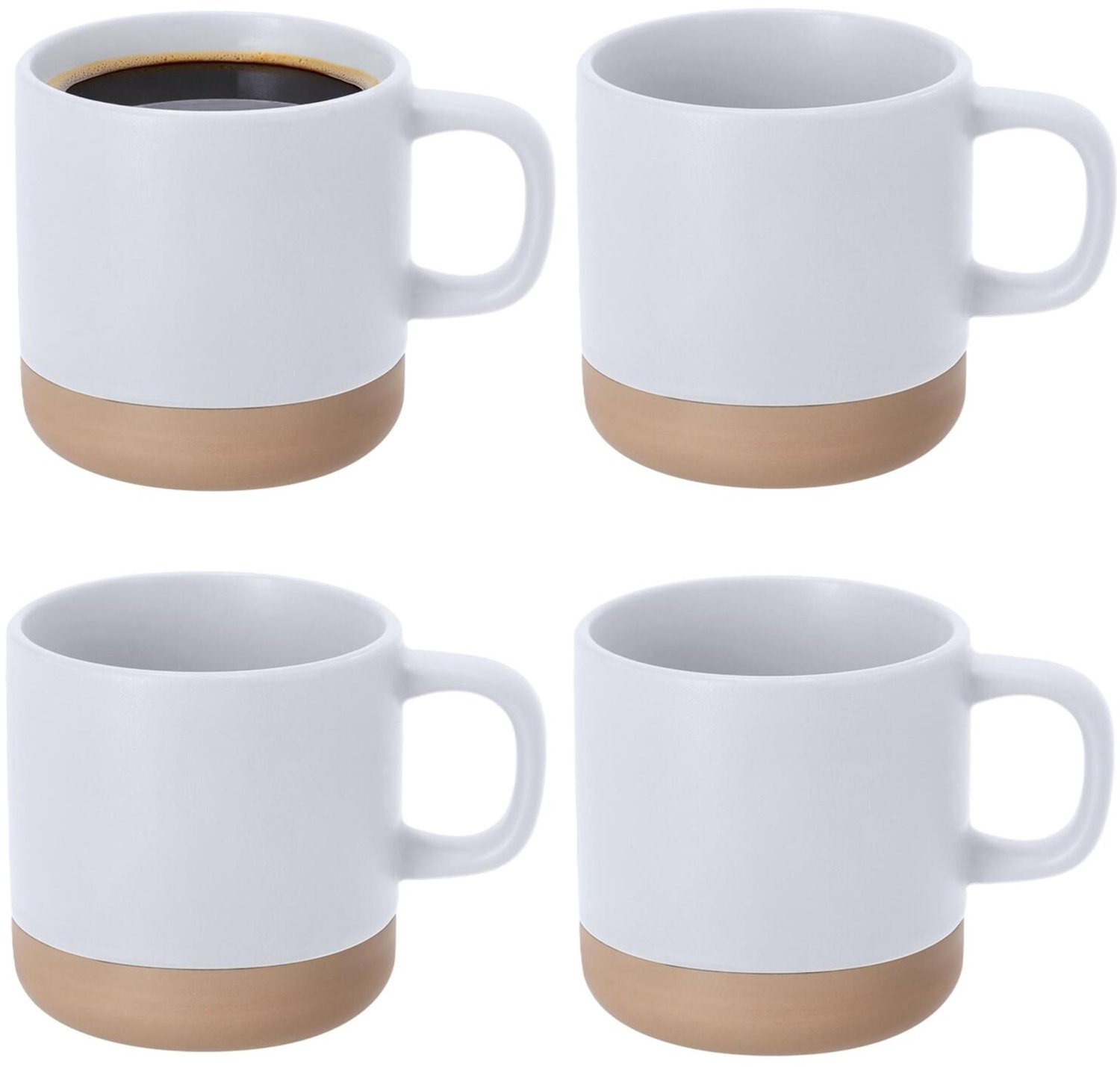 Bellatio Design Koffiekopjes Eliza - 4x stuks - wit/beige - 350 ml - mokken - keramiek - bekers - 2 kleurig