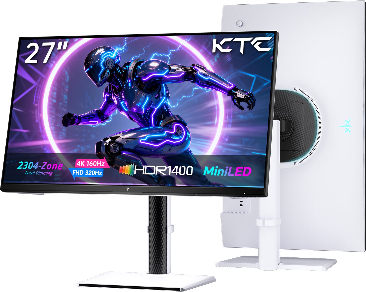 KTC M27P6S Gaming Monitor 27 inch 4K Mini-LED 160Hz, Dual Mode FHD 320Hz, HDR1400, Fast IPS, 2304 Dimming Zones, USB-C 65W, KVM