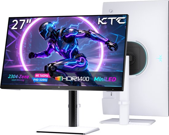 KTC M27P6S Gaming Monitor 27 inch 4K Mini-LED 160Hz, Dual Mode FHD 320Hz, HDR1400, Fast IPS, 2304 Dimming Zones, USB-C 65W, KVM