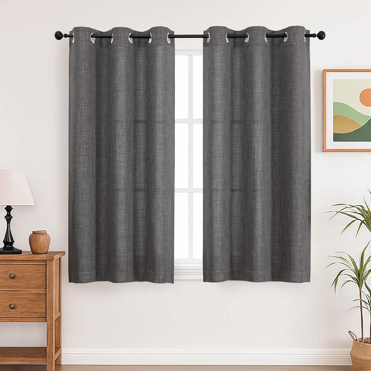 Gordijnen met ringen, set van 2, H137 x B140 cm