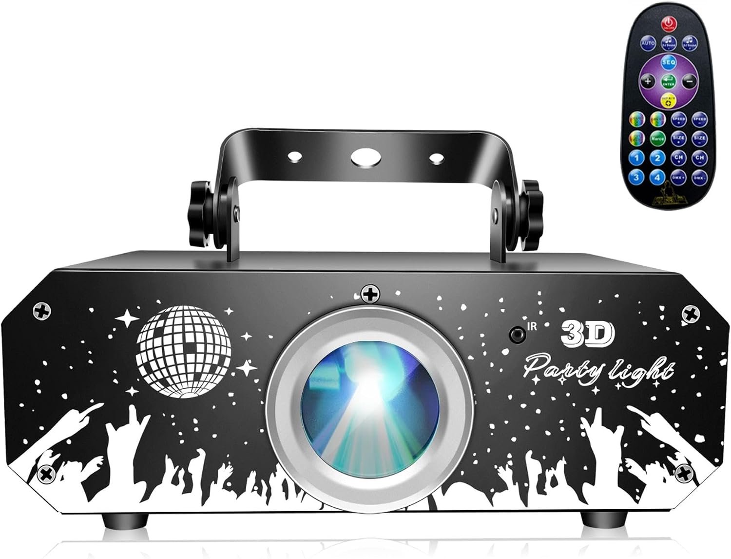 Discolicht met Bluetooth App, 1W 3D DMX Animatielicht, DMX Strobe met afstandsbediening, Muziekgestuurde Beam Effect voor Festival, Party, Club, Podium