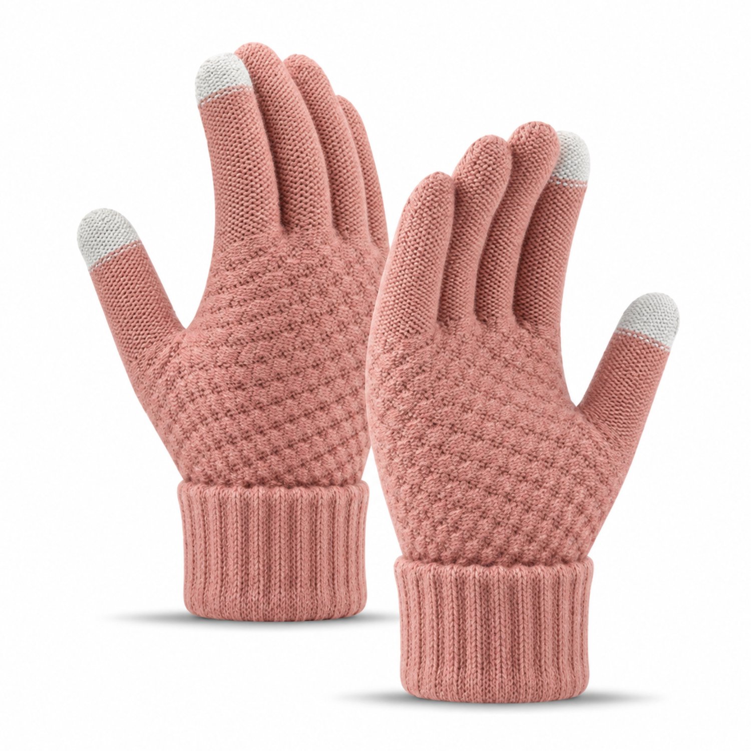 MoodLux Touchscreen Winter Handschoenen - 100% Zachte Acryl - Winddicht - Waterafstotend - Comfortabel One Size - Dames & Heren - Perfecte Pasvorm - Roze