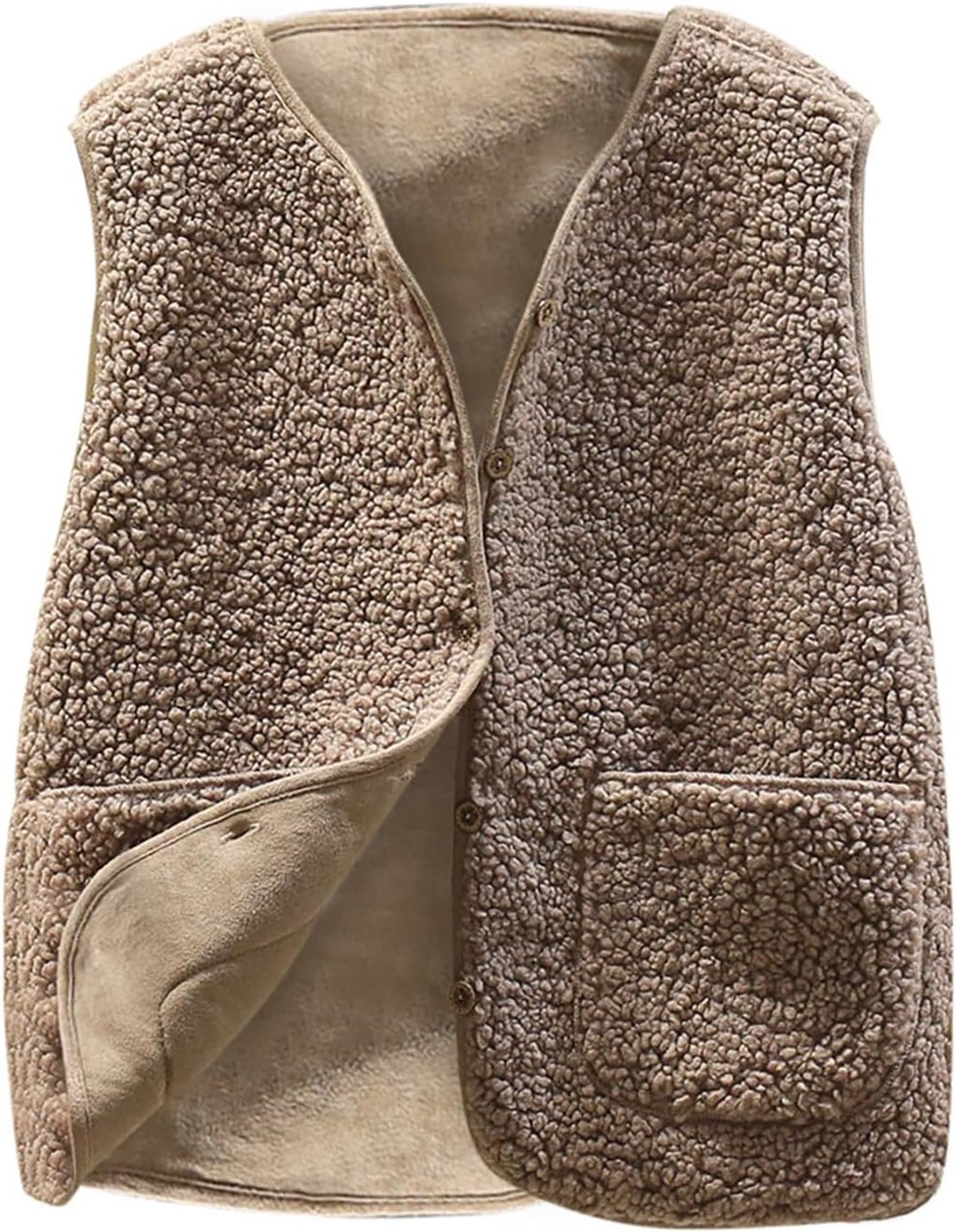Fleece vest zonder mouwen met V-hals