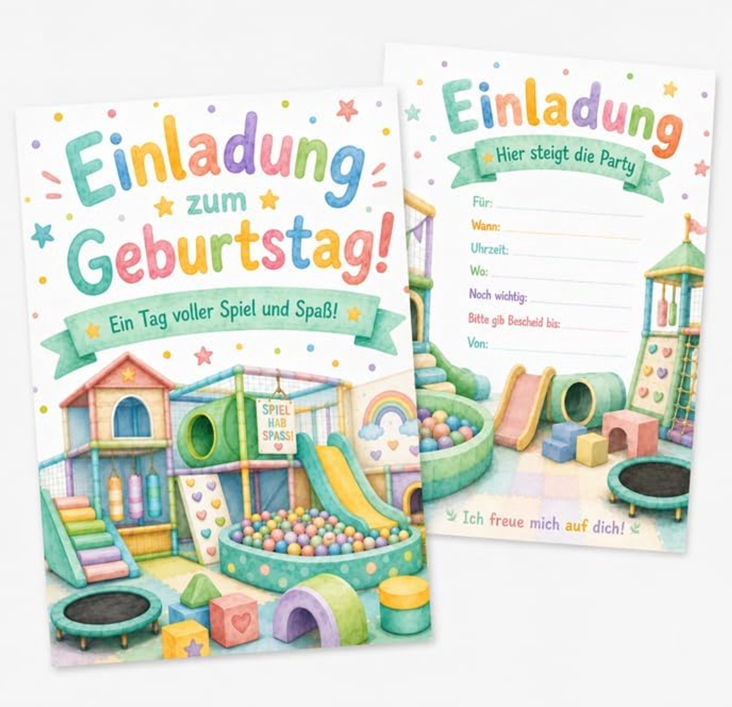 15 Uitnodigingskaarten Kinderfeestje Indoor Speeltuin
