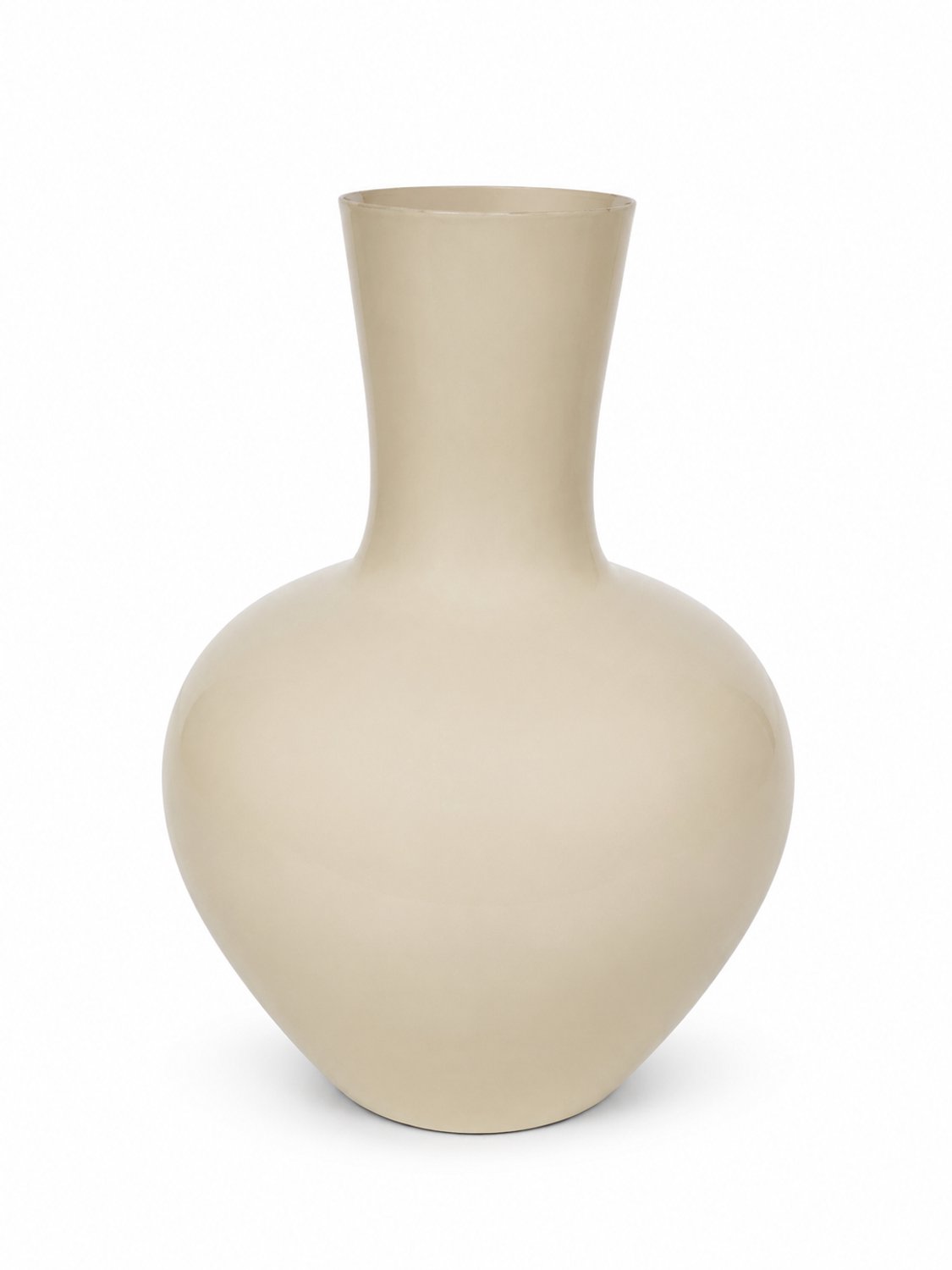 by Mooss - Vaas Ø29 x 39 cm - Beige - Hoogglans - Modern - Luxe - Design - Glanzend - Stijlvol - Elegant - Chique - Trendy - Decoratief - Woondecoratie