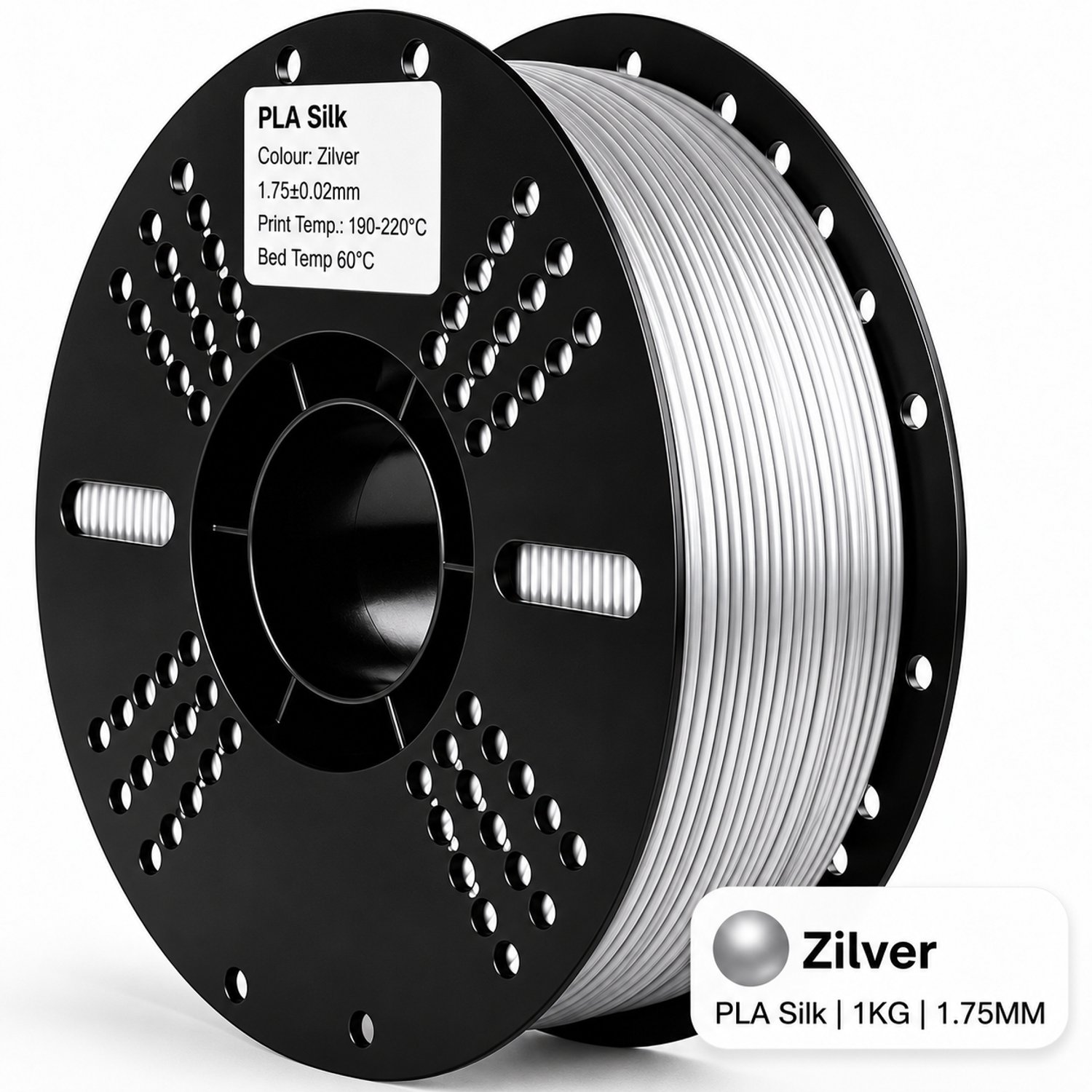 Koppelprint PLA Silk Filament – Zilver – 1.75mm – 1KG – Koppelprint Silk Zilver