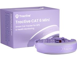 Tractive CAT 6 Mini – Slimme gps-tracker voor katten met gezondheidsmonitoring en geïntegreerde halsband – Lavendel