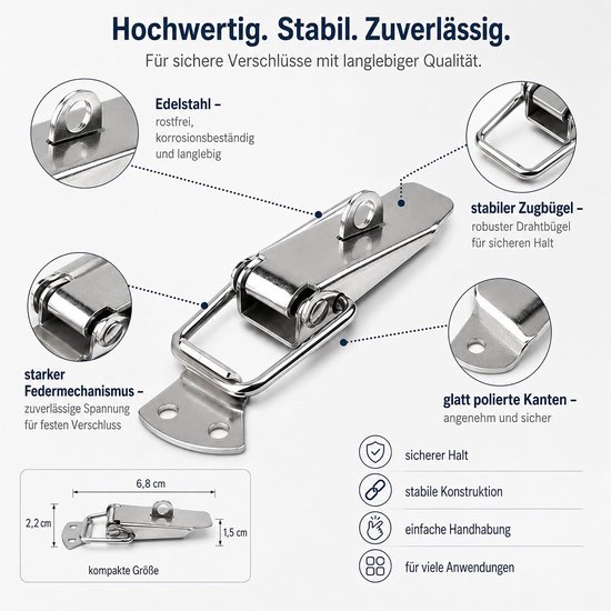 4-delige set kistenspanners, metaal, met schroevendraaier, sluiting — afbeelding 3