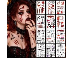 Gezichts tatoeages, 12 vellen realistische narbentatoeages