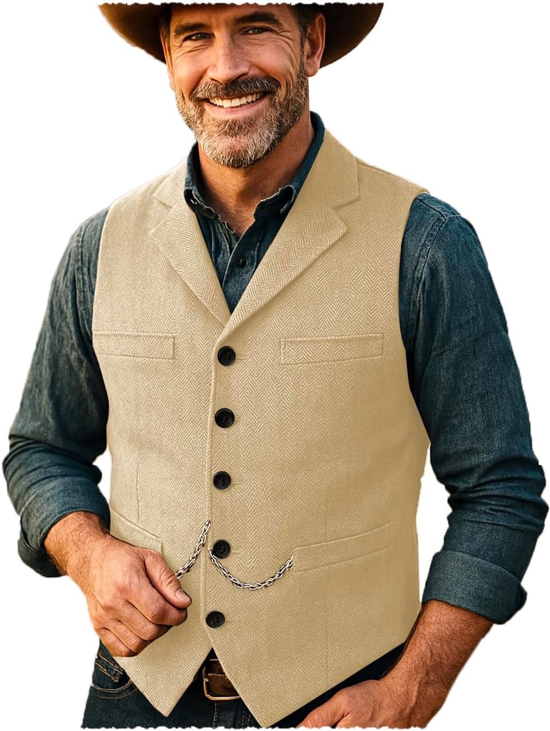 Vest, herringbone patroon, voor heren