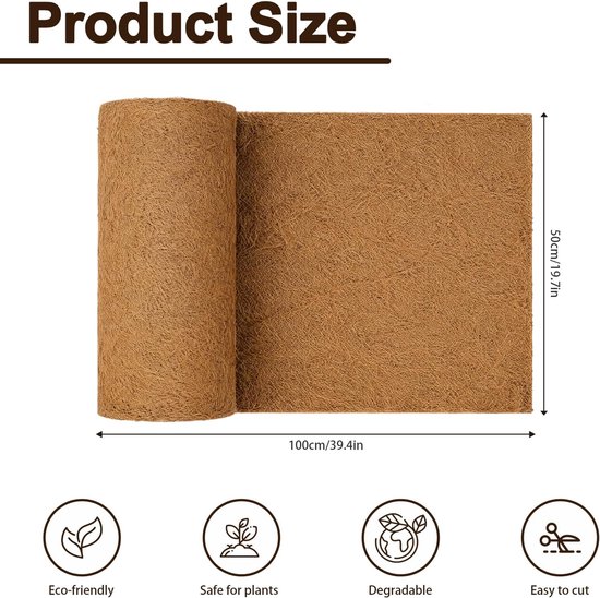 Kokosvezelmat voor planten, 50 x 100 cm — afbeelding 2