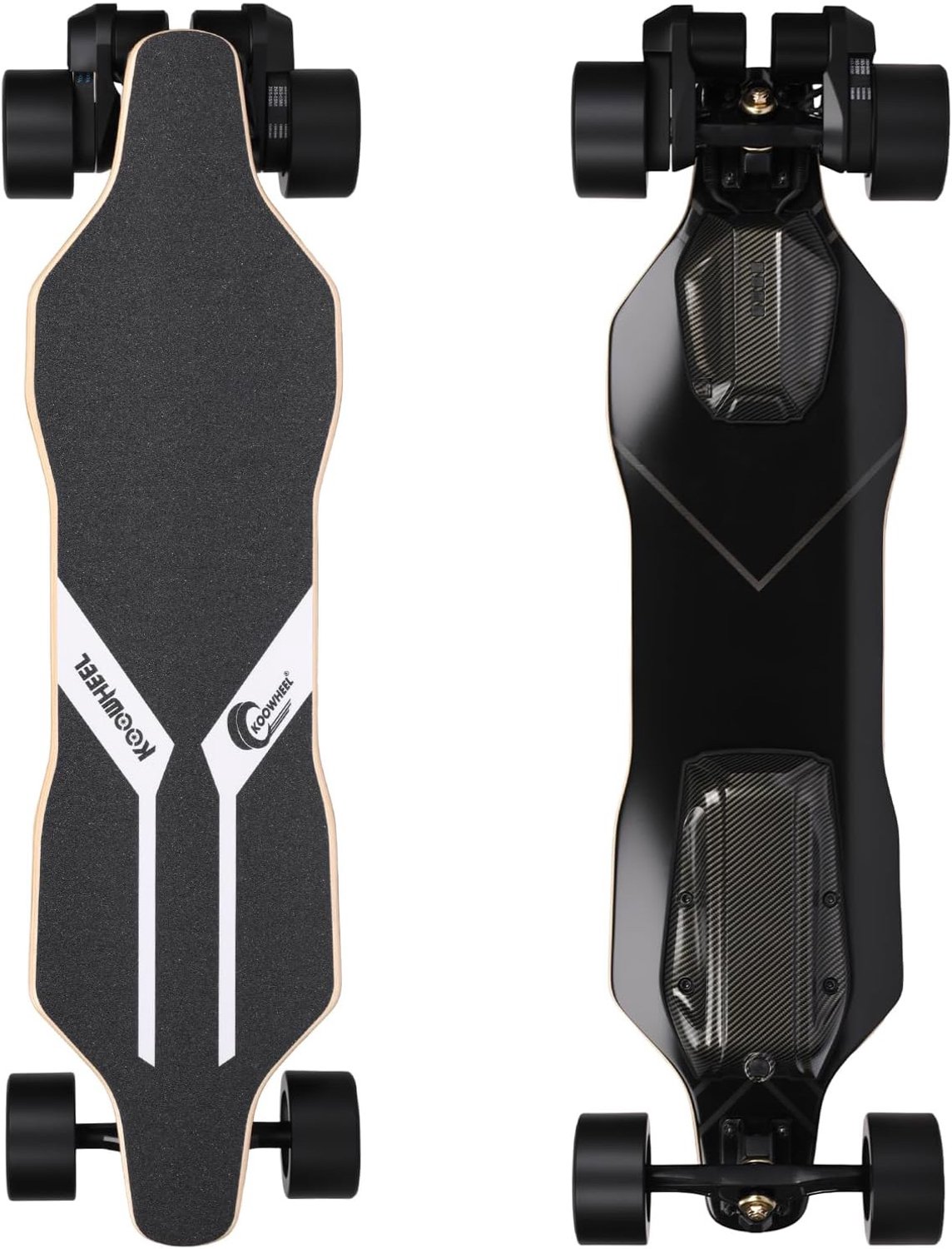 Koowheel S4 Elektrisch Skateboard – 2x1000W Motor 45 km/u 30 km Bereik 130 kg IPX4 met OLED Afstandsbediening Zwart