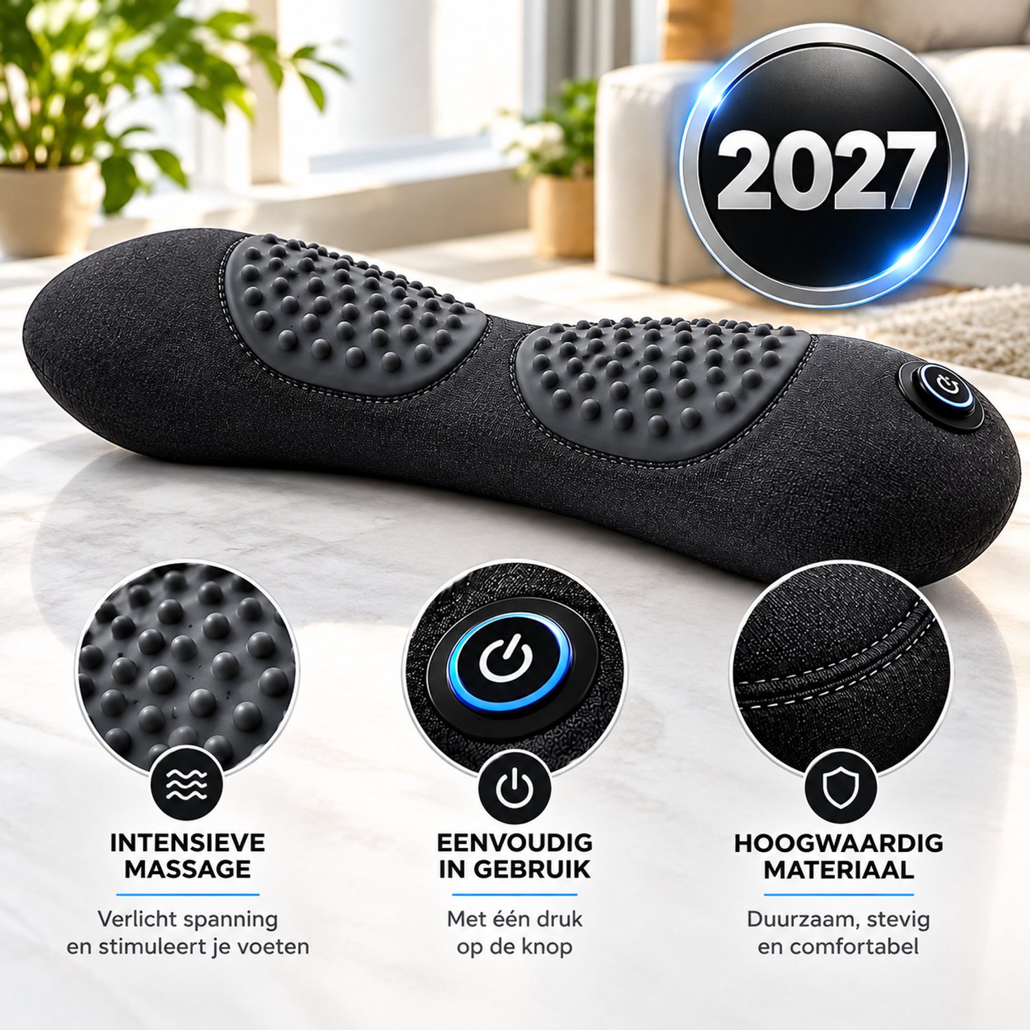Massage Apparaat Rug – Massagekussen / Rugkussen – Warmtefunctie – 3 Vibratiestanden – Rugstretcher voor Rugpijn – Inclusief Verkoelende Doek
