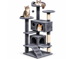 Avalo Krabpaal voor Katten - 7 Niveaus - Krabpaal voor Grote Katten - 137x50x50 cm Donkergrijs - Katten Krabpaal