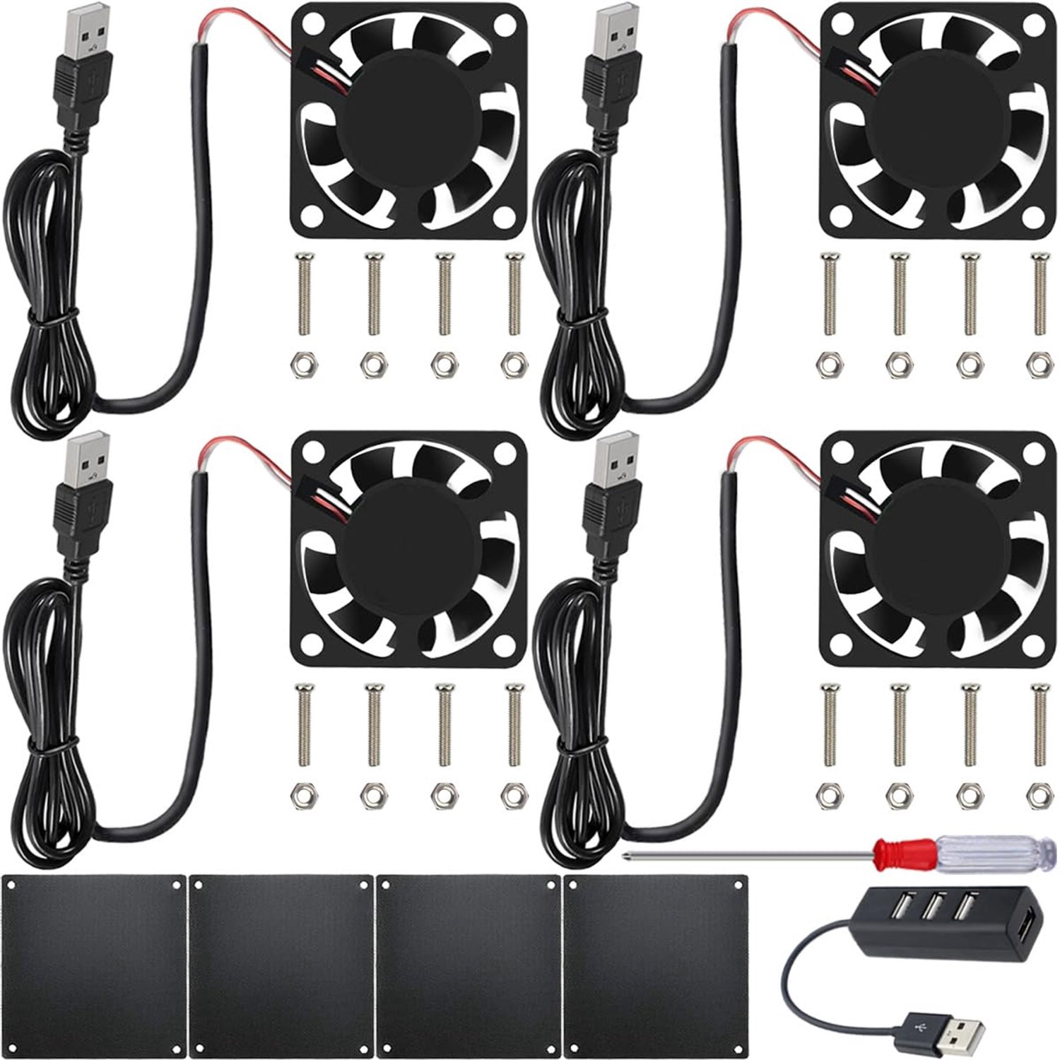 USB ventilator 40 mm x 10 mm - borstelloos - 6200 rpm - ideaal voor 3D-printer en kleine apparaten - 4 stuks - m-winkel