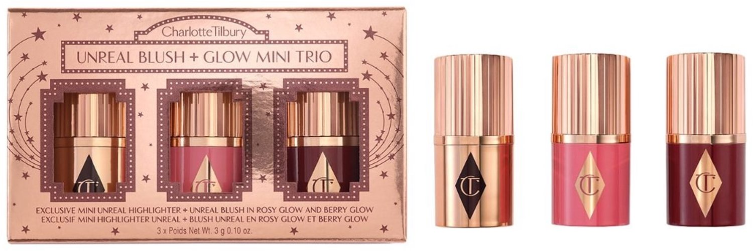 Charlotte Tilbury - Unreal Blush + Glow Mini Trio - 2 blush sticks en highlighter - Limited Edition Make-up Cadeauset