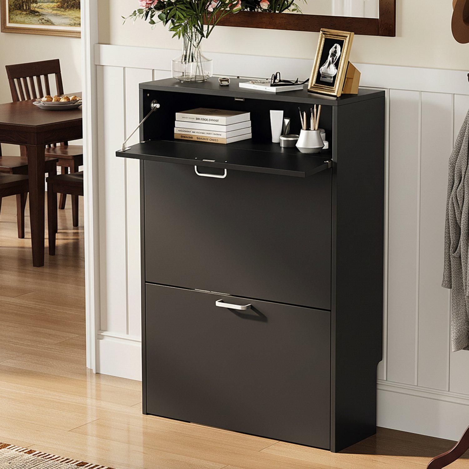 LEADZM Schoenenkast - Zwart - 63.5 x 24 x 94 cm - met lade
