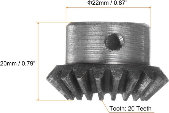 kegelwiel 1 m - 20 tanden - kegelvormig 45# staal - voor mechanische rotatie - 2 stuks - Vemera — afbeelding 5