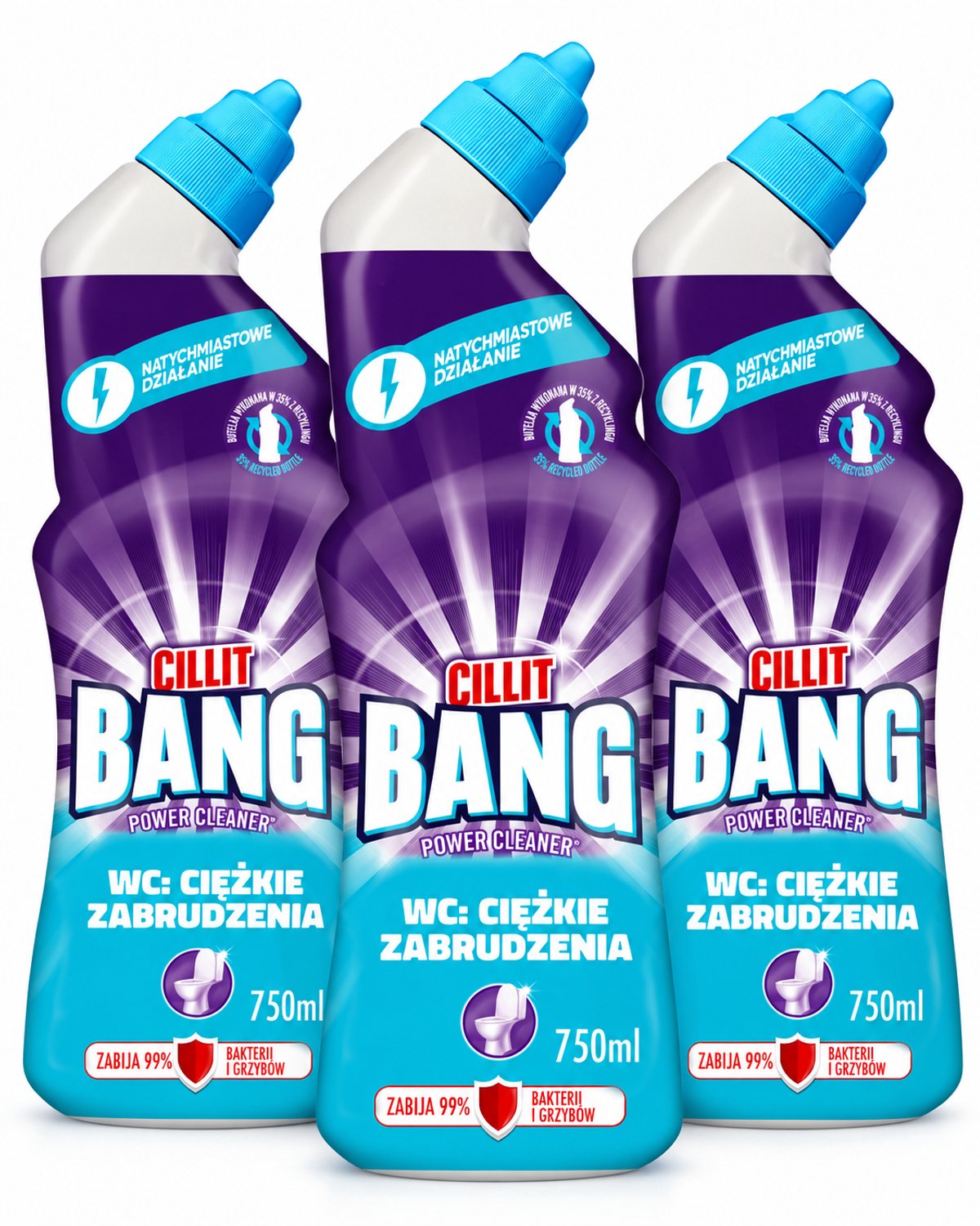 Cillit Bang Power Cleaner WC Reiniger – 3 x 750 ml – Toiletreiniger voor Hardnekkige Vervuiling – Krachtige WC-Reiniging – Voordeelpak