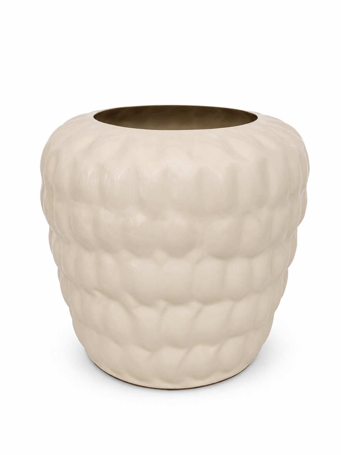 by Mooss - Vaas Ø33 x 32 cm - Beige - Hoogglans - Modern - Luxe - Design - Glanzend - Stijlvol - Elegant - Chique - Trendy - Decoratief - Woondecoratie
