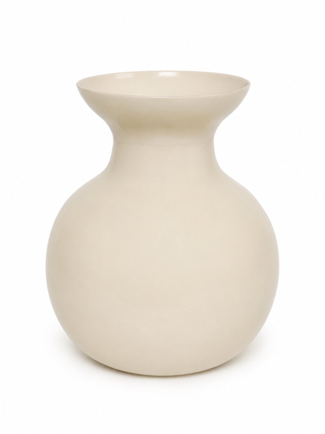 by Mooss - Vaas Ø27 x 30 cm - Beige - Hoogglans - Modern - Luxe - Design - Glanzend - Stijlvol - Elegant - Chique - Trendy - Decoratief - Woondecoratie