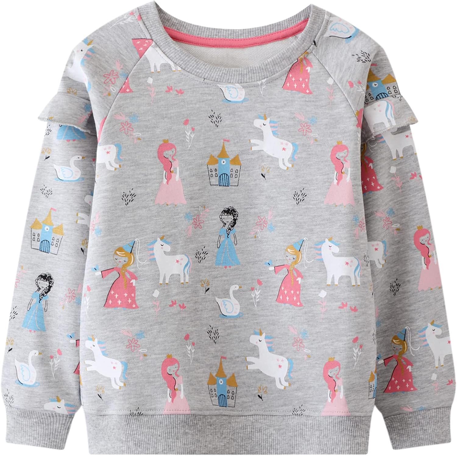 Sweatshirt voor meisjes, lange mouwen, katoen, warm, maten 92-122