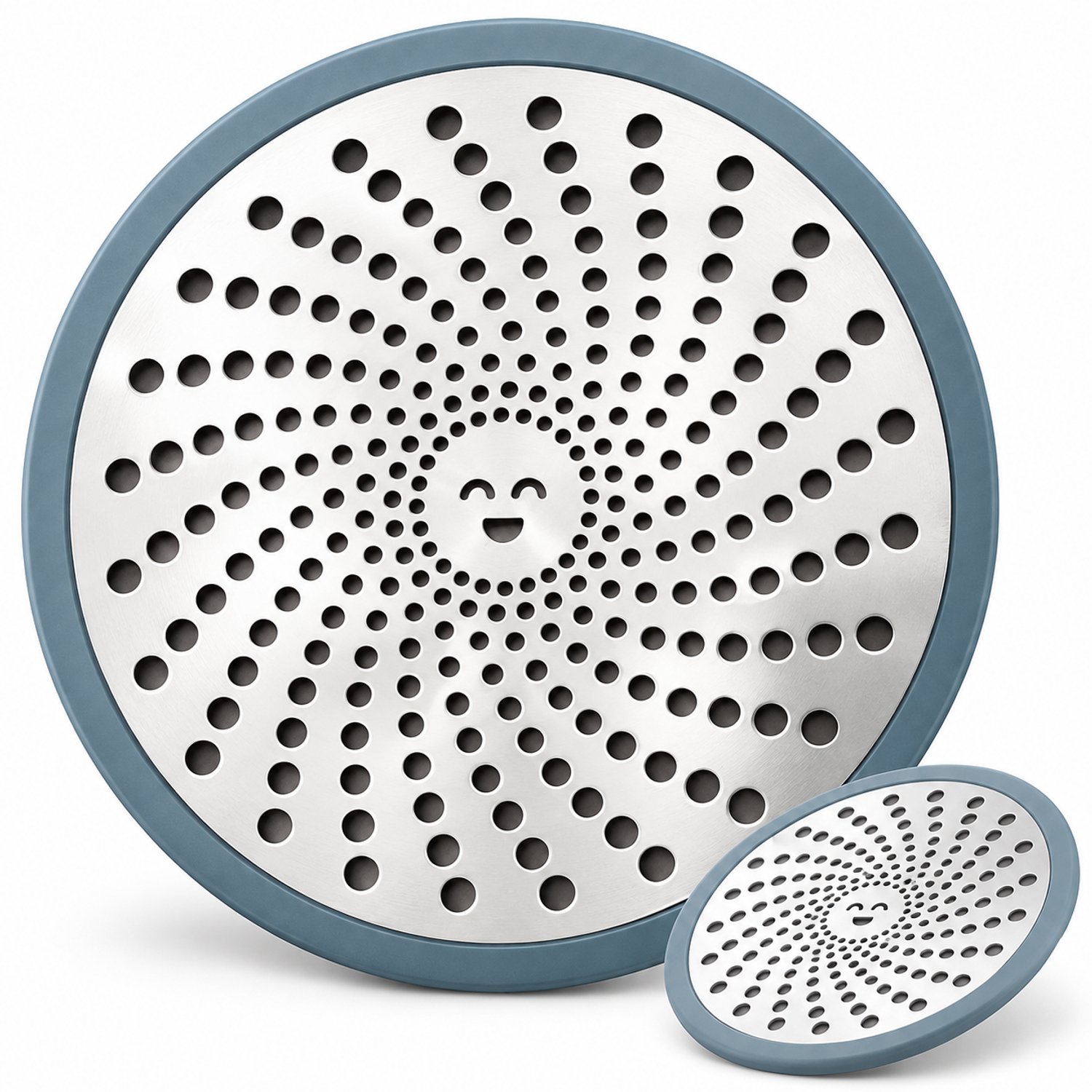 Lifhelpe Doucheafvoer Haarvanger 11 cm – RVS Afvoerzeef met Antislip Siliconen Rand – Haarfilter voor Doucheputje, Bad en Wastafel – Smiley Design