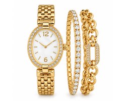 Excellanc Dames Horloge Set Goudkleurig – Luxe Sieraden Geschenkset met Armbanden