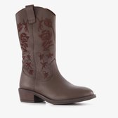 Groot leren meisjes cowboylaarzen met rozen bruin - Maat 37 - Uitneembare zool