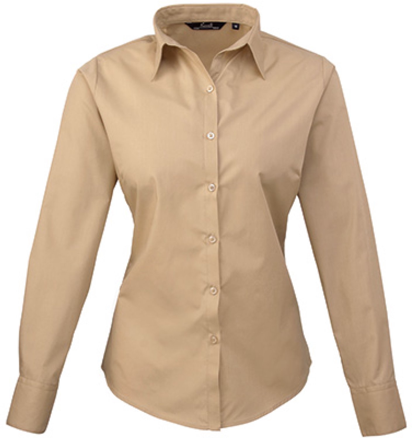 Premier Workwear - Women´s Poplin Long Sleeve Blouse - Khaki - 34 (XXS/6)