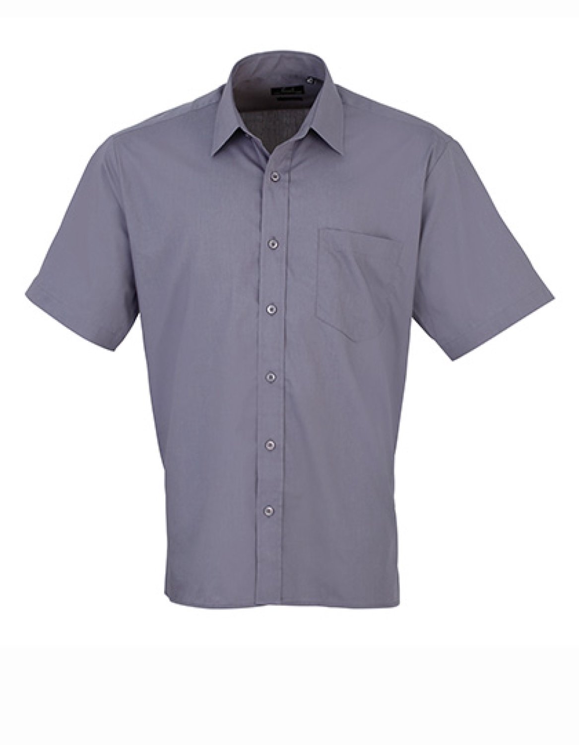 Premier Workwear - Men´s Poplin Short Sleeve Shirt - Steel (ca. Pantone Cool Grey 11C) - 42 (16H)