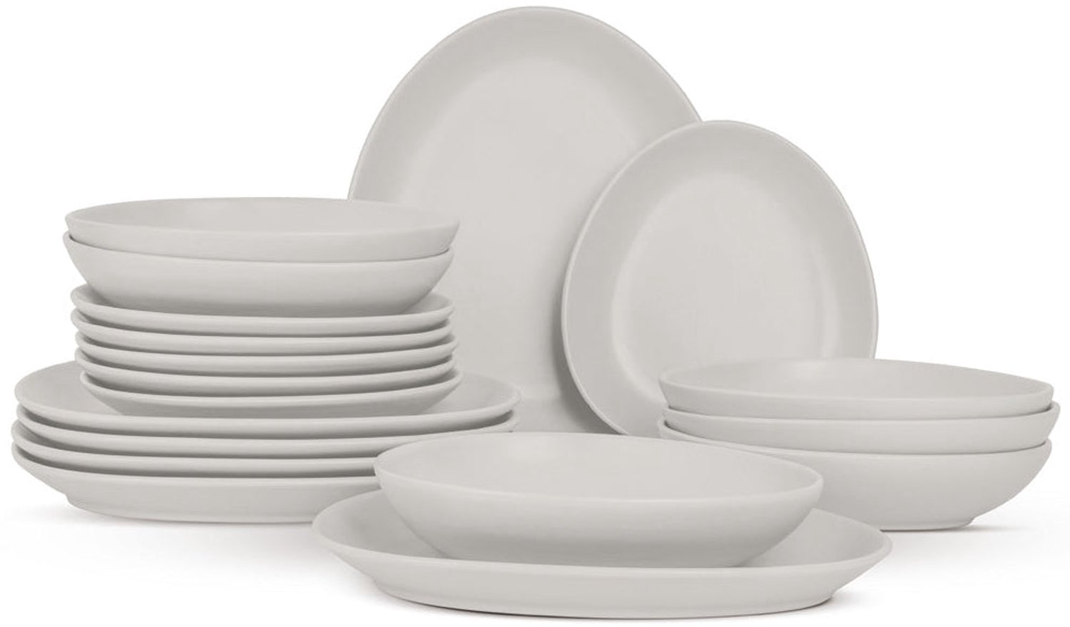 Berlinger Haus Serviesset Mat Crème Ovaal - 18-Delig / 6 Personen - 6 dinerborden, 6 ontbijtborden en 6 diepe borden