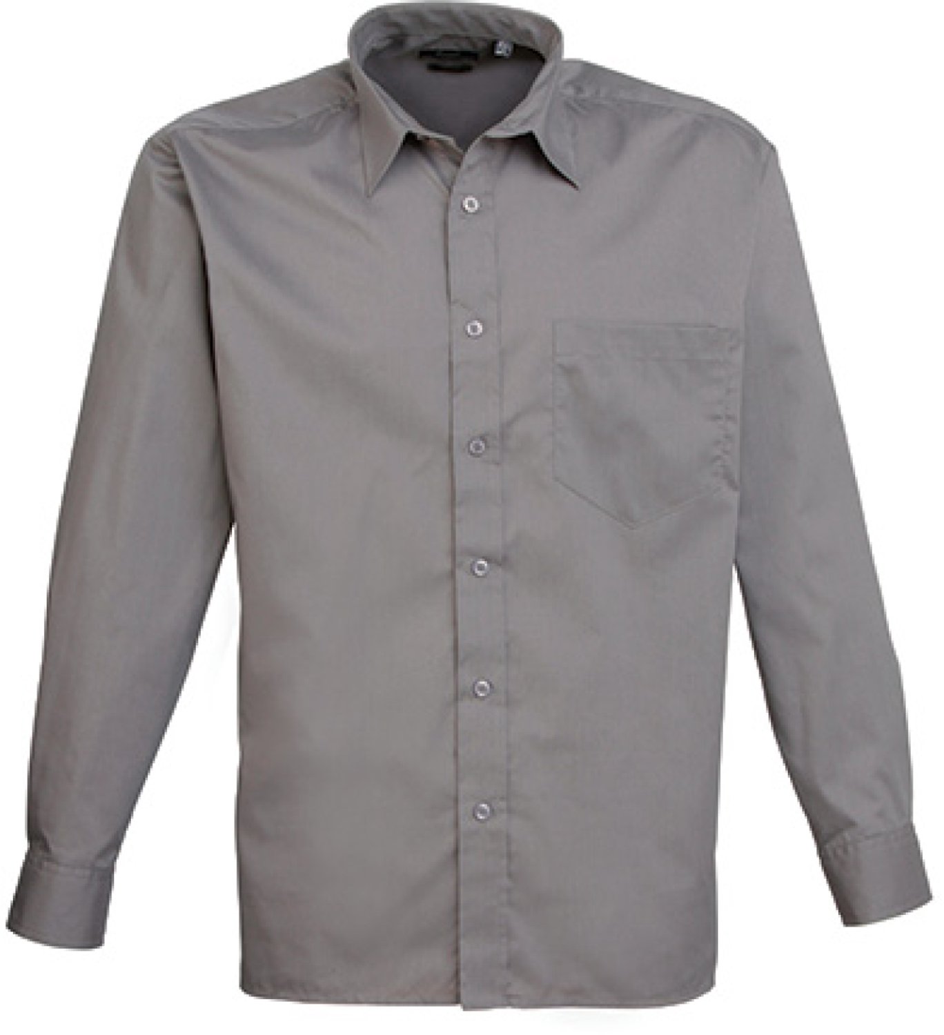 Premier Workwear - Men´s Poplin Long Sleeve Shirt - Dark Grey - 46 (XXL/18)