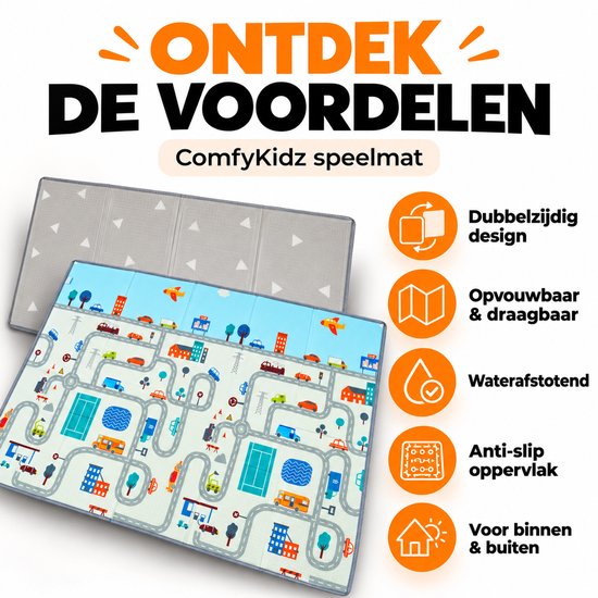 ComfyKidz® Speelmat Baby Opvouwbaar 200x150 cm – Dubbelzijdig XPE Schuim – BPA Vrij – Binnen en Buiten – Inclusief Luxe Opbergtas — afbeelding 3