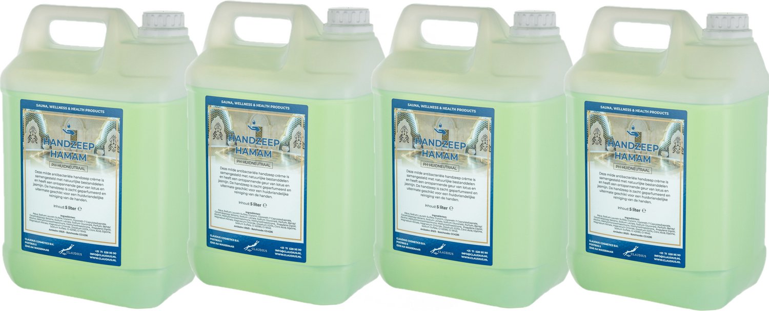 Claudius Handzeep Hamam 5 liter - set van 4 stuks - voordeelverpakking - navulling